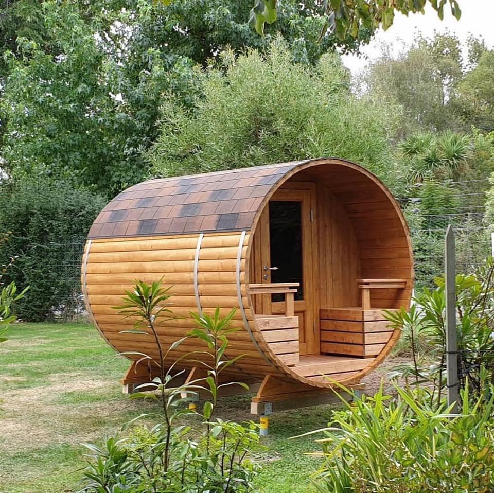 Garden sauna built on ground screws, no concrete foundations needed